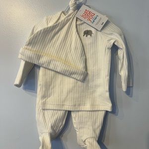 Just you by carters 0-3m all white outfit girl boy 3pc w/hat new